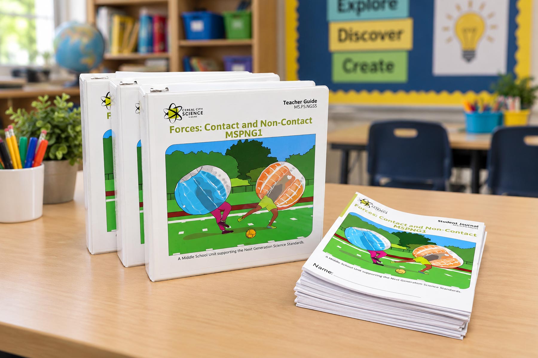 Printed teacher guides and student journals
