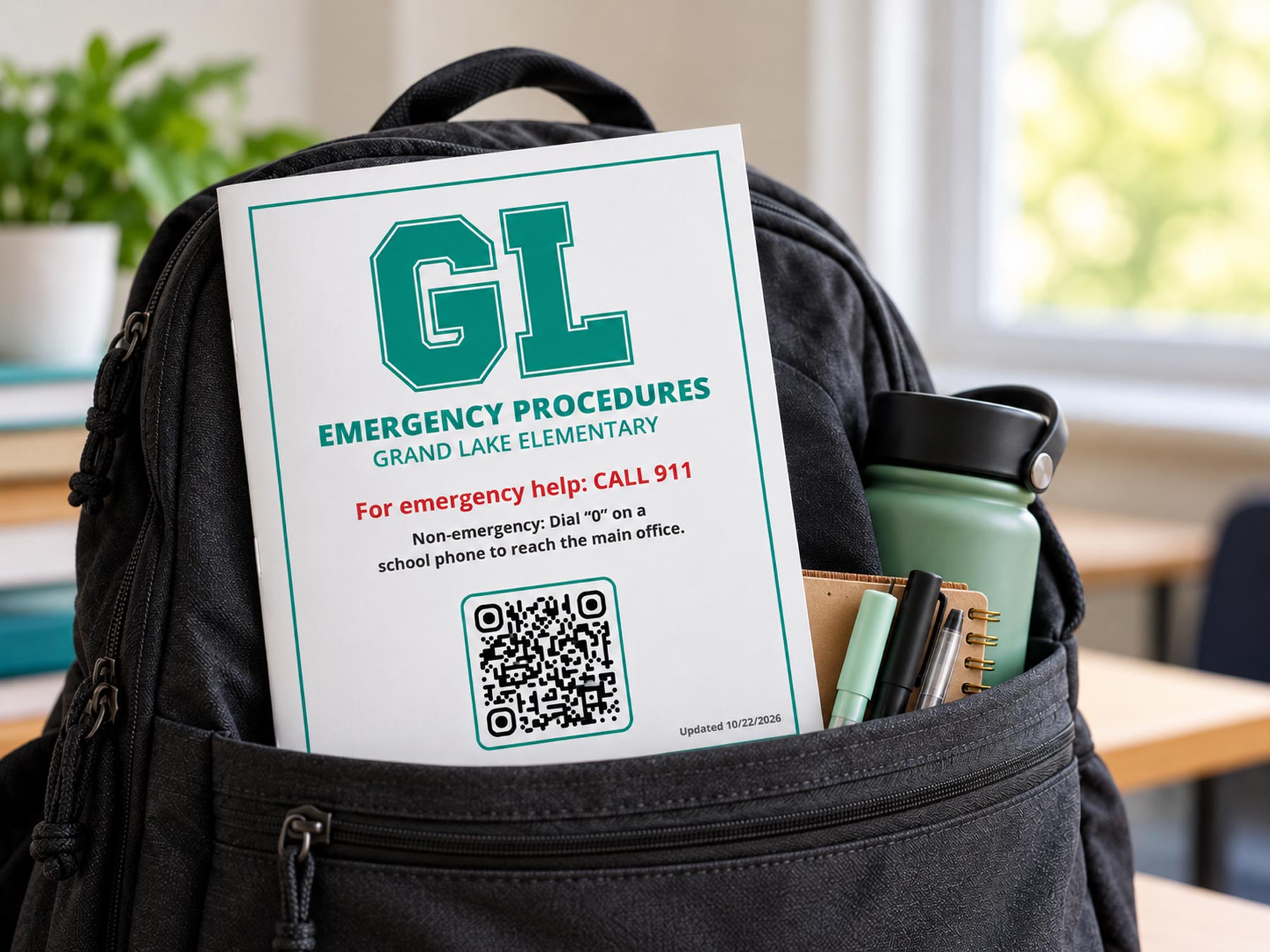 Emergency operations manual booklet in a go bag